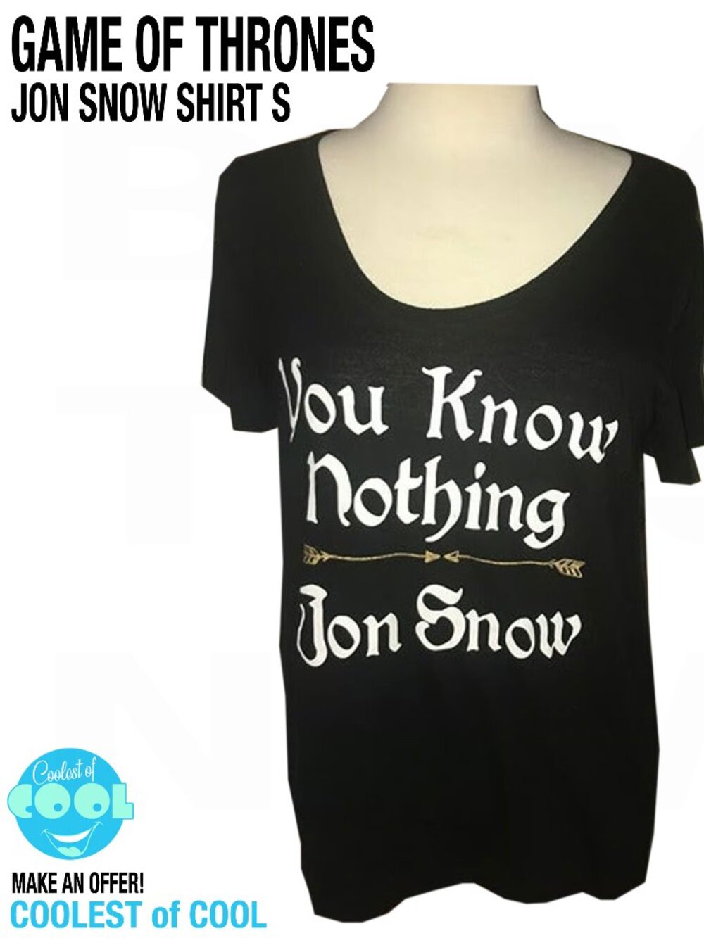 Game of Thrones HBO "You Know Nothing Jon Snow" Black T-Shirt Women Sz small